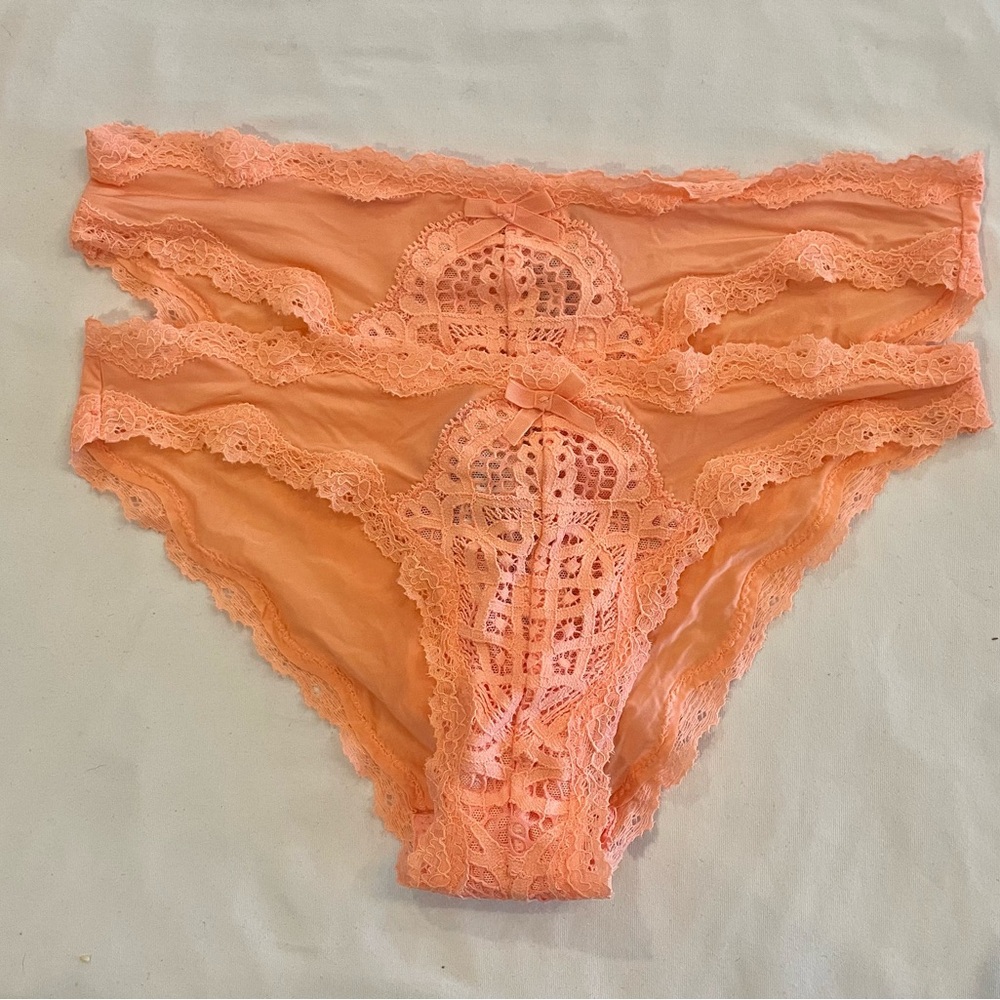 NEW WITH TAGS VICTORIA’S SECRET 2 PK SIZE XS CHEEKY CORAL SATIN PANTIES
